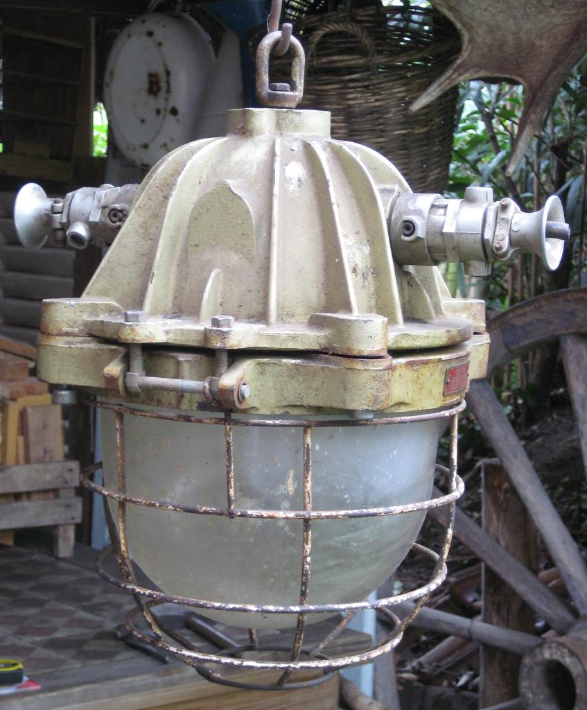 Fabriekslamp Industrielamp Mijnlamp Frankrijk Mapelec Amiens, Ophalen of Verzenden, Gebruikt, Glas, Minder dan 50 cm