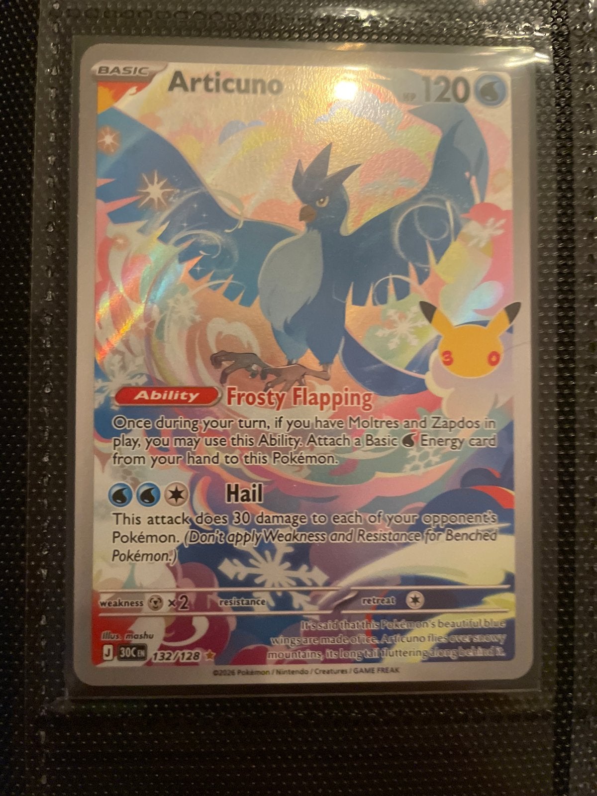 Articuno Pokémon kaart (Celebrations Classic Collection), Ophalen of Verzenden, Zo goed als nieuw, Losse kaart, Foil