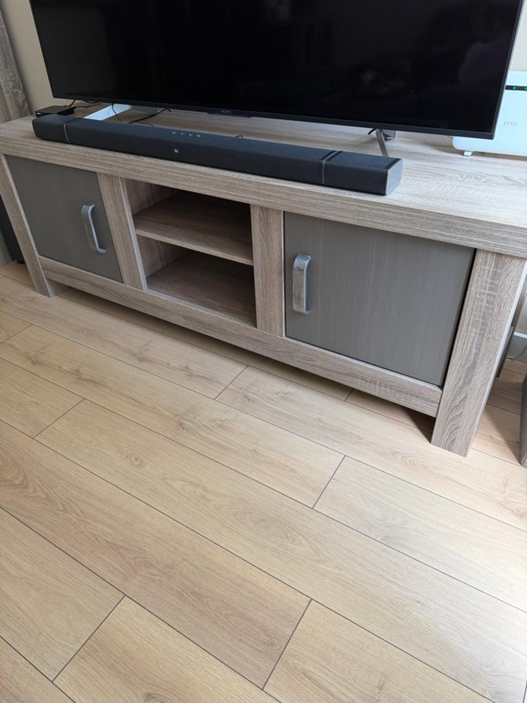 Complete woonkamerset: TV-meubel, vitrinekast, salontafel en, Ophalen, Gebruikt, Overige kleuren, Vijf, Zes of meer stoelen