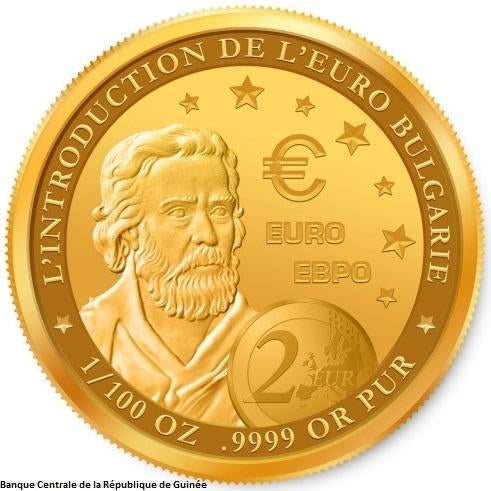 Guinée 1.000 Franc 2025 'Bulgarije - Euro', Proof Au 999, Postzegels en Munten, Munten | Afrika, Ophalen of Verzenden, Guinee