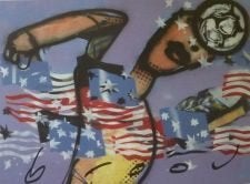 Herman Brood zeefdruk  WK '94, Antiek en Kunst, Kunst | Litho's en Zeefdrukken, Zeefdruk, Verzenden, Gesigneerd, Sport