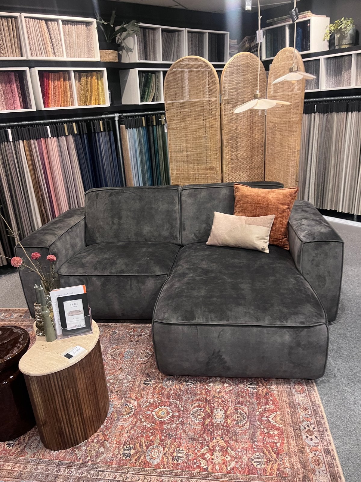 Elementenbank showroommodel - Adore groen hunter, Ophalen, 250 tot 300 cm, 100 tot 125 cm, Hoekbank