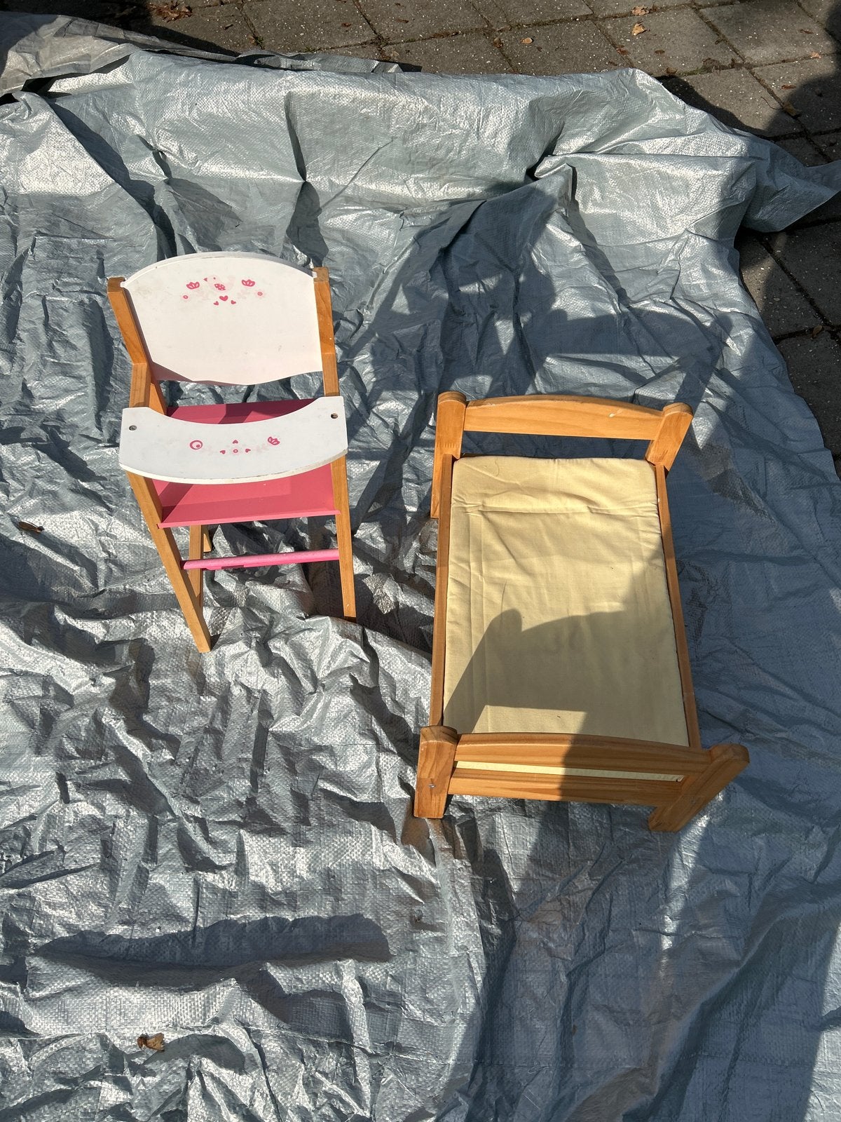 Poppenstoel en poppenbedje - Houten speelgoed, Ophalen of Verzenden, Gebruikt, Overige typen