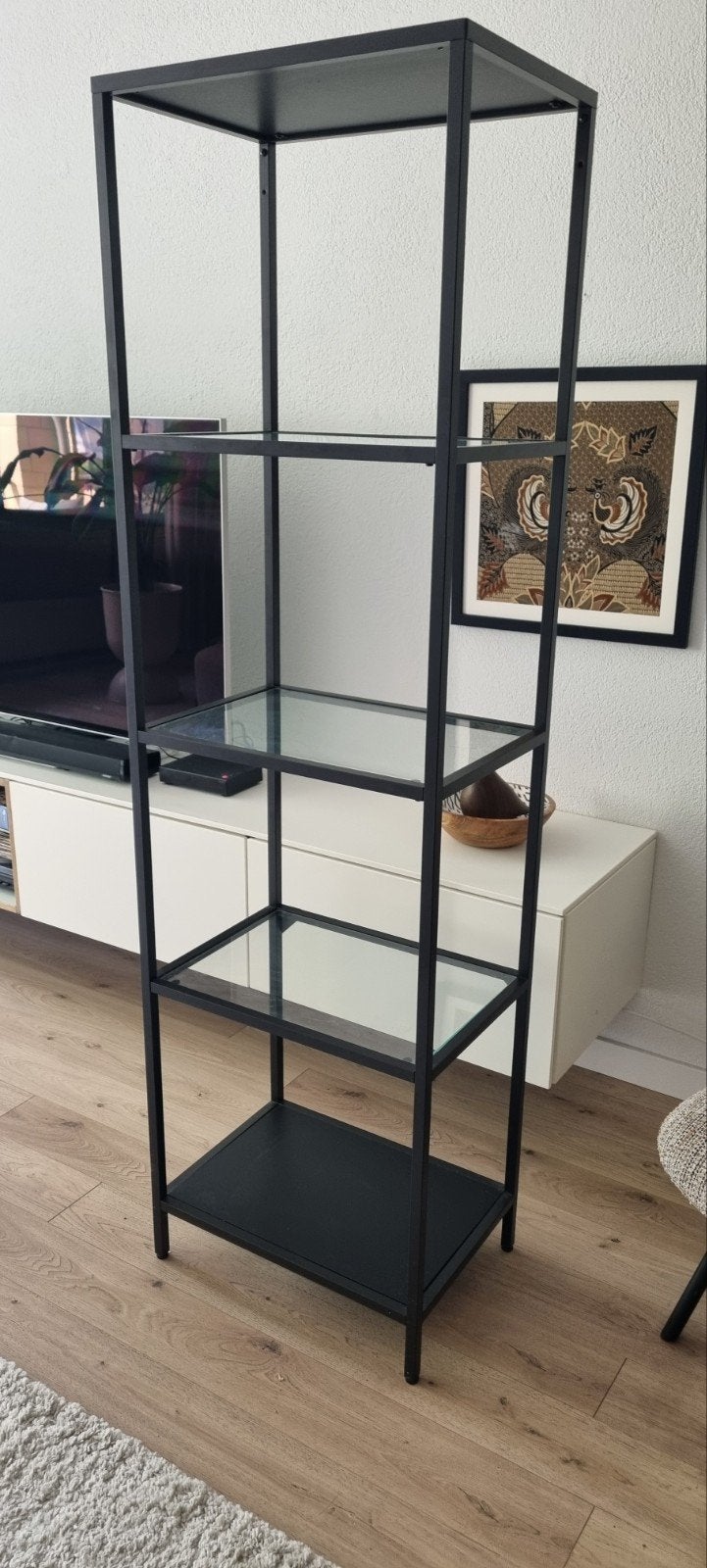 Ikea Vittsjo zwart metalen rek met glasplaten, Ophalen, Met plank(en), Minder dan 50 cm, Modern, Industrieel
