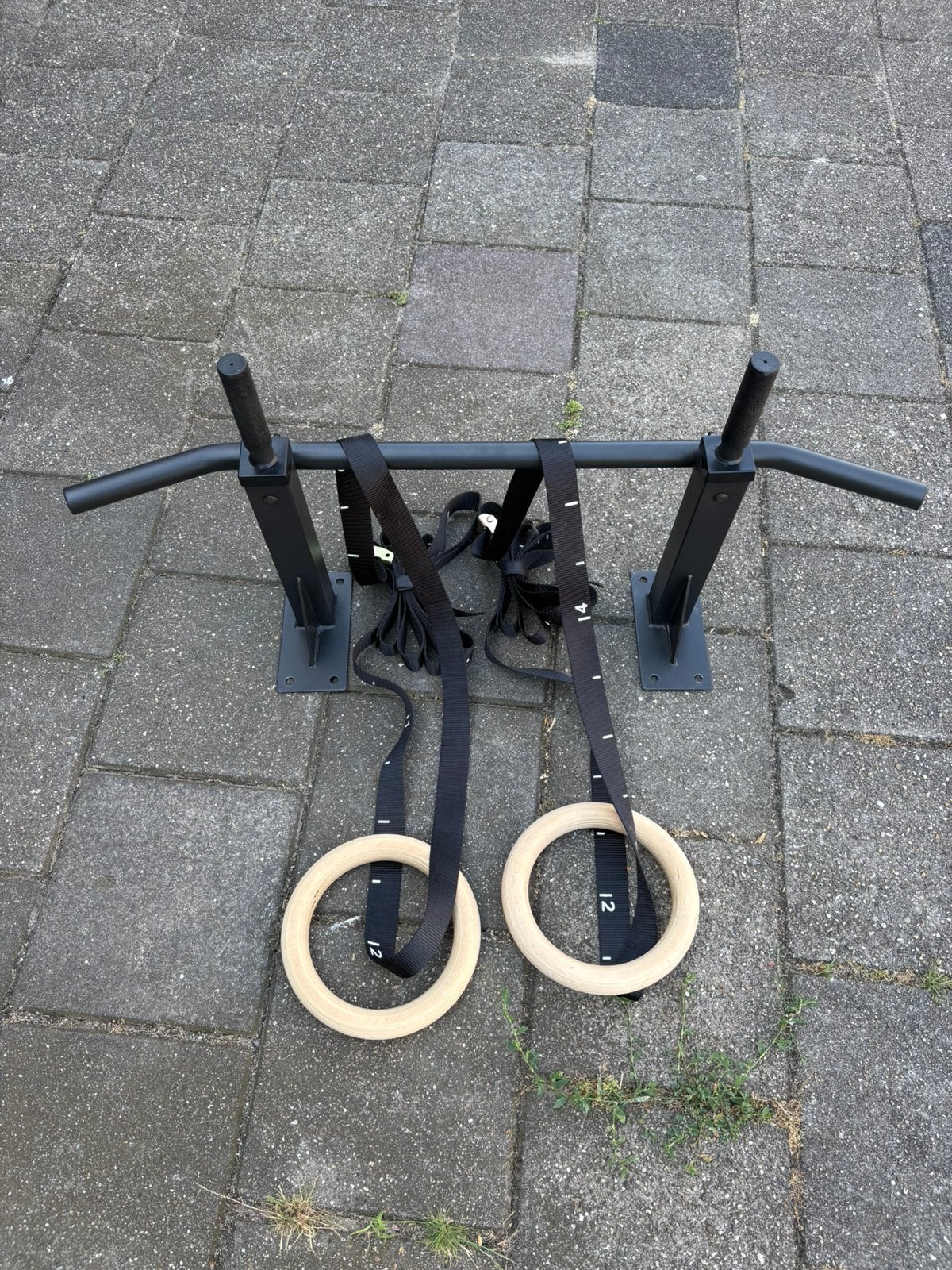 Pull-up bar met ringen nieuw staat, Sport en Fitness, Fitnessmaterialen, Ophalen, Zo goed als nieuw, Oprekstang