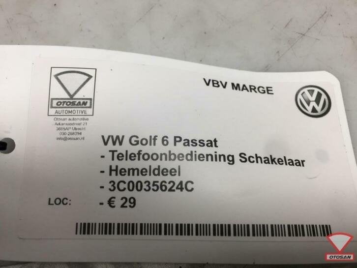vw golf 6 passat telefoonbediening schakelaar 3c0035624c, Gebruikt, Volkswagen, Volkswagen AG, Berliner Ring 2
38440  Wolfsburg, DE