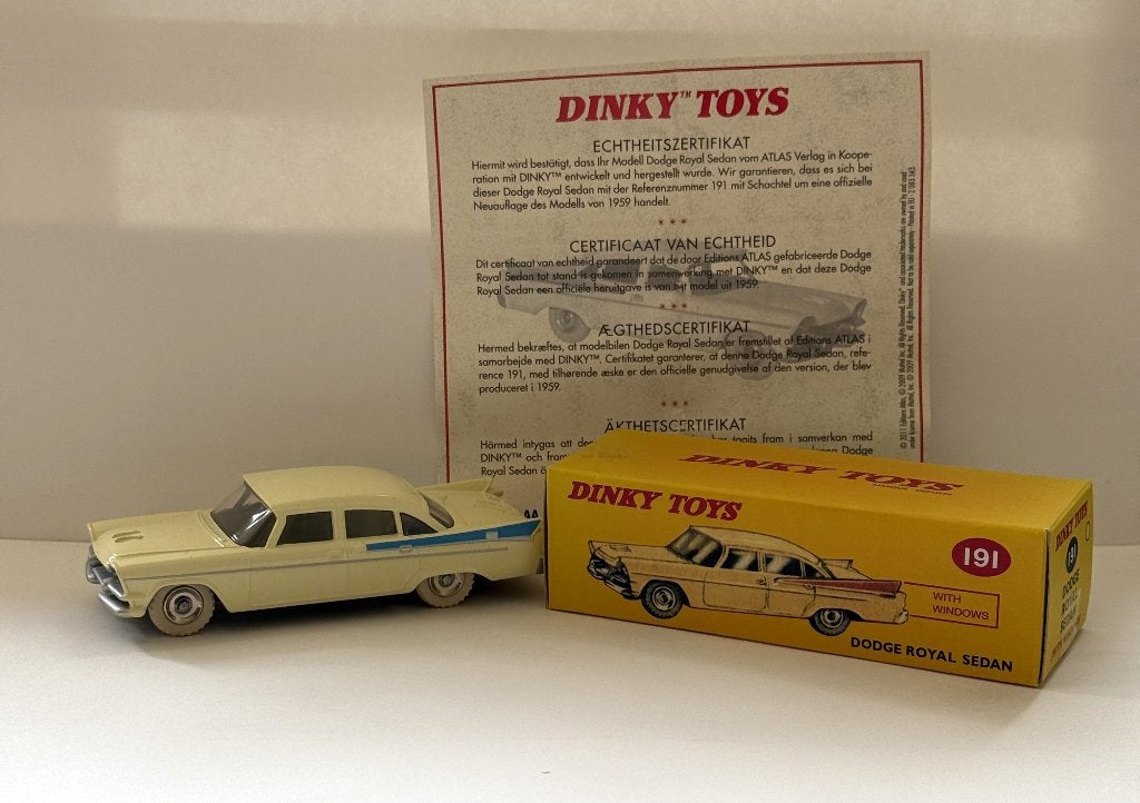 Dinky Toys Dodge Royal Sedan 191 ATLAS EDITION(NR H), Ophalen, Zo goed als nieuw, Auto, Dinky Toys