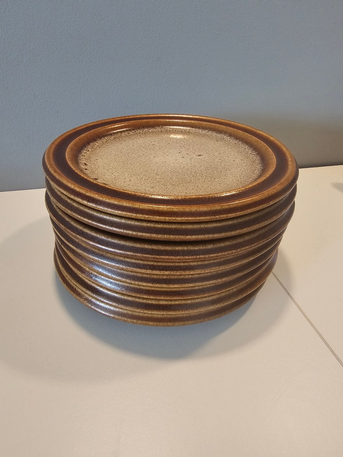Gebaksborden bordjes, bruin vintage retro, Ophalen of Verzenden, Zo goed als nieuw, Overige stijlen, Bord(en)