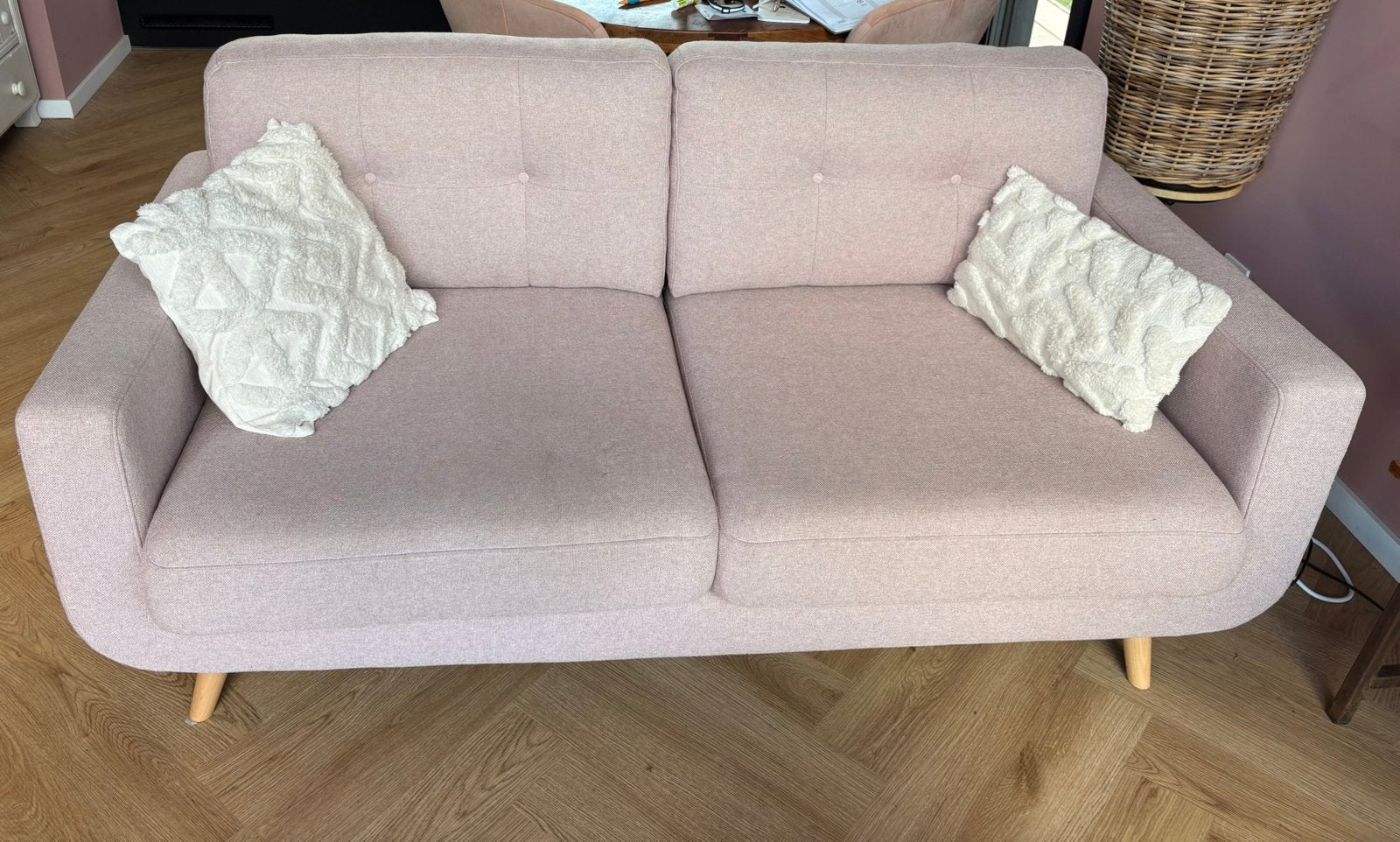 2 persoons zitsbank, roze gemeleerd, Ophalen, Gebruikt, 150 tot 200 cm, Tweepersoons