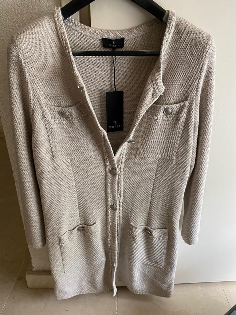 Monari lang vest zandkleur mt 38 - nieuw met kaartje, Maat 38/40 (M), Beige, Nieuw, Verzenden