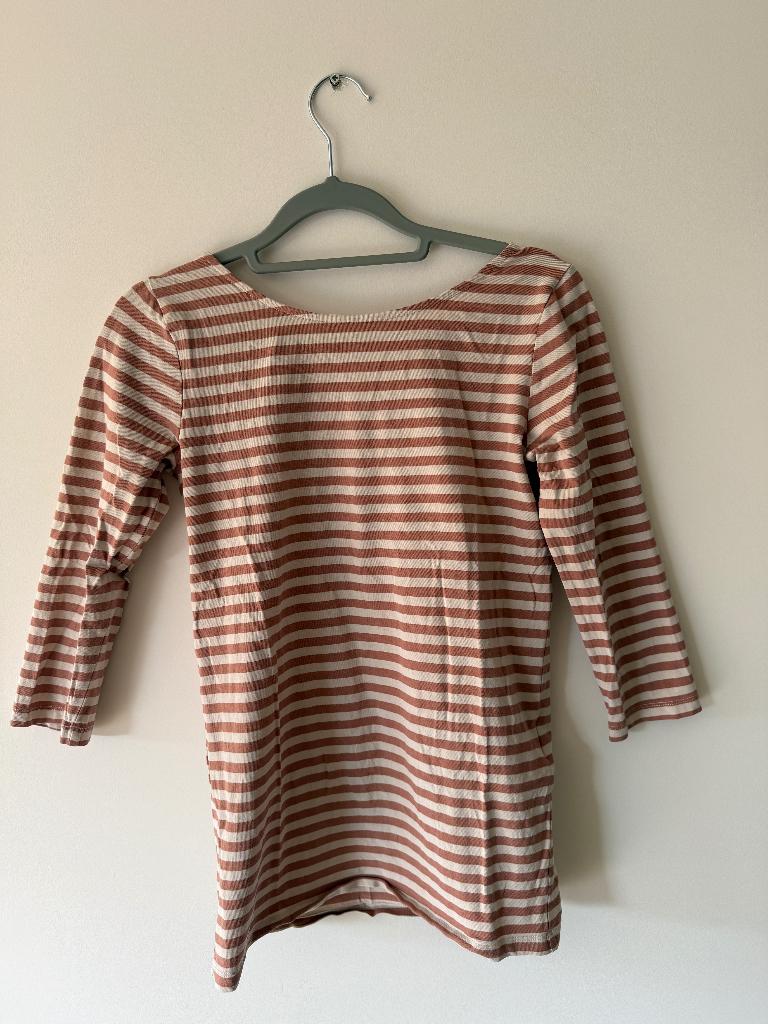 Mamalicious streepjestop met leuk detail op de rug, maat s, Kleding | Dames, Positiekleding, Beige, Mamalicious, Zo goed als nieuw
