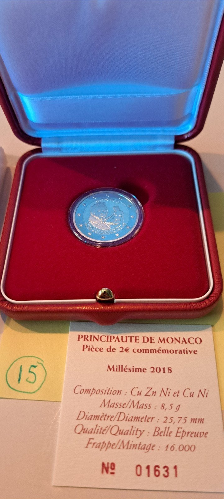 Monaco 2 euro munt 2018 François-Joseph Bosio in cassette, Ophalen of Verzenden, Monaco, 2 euro, Losse munt