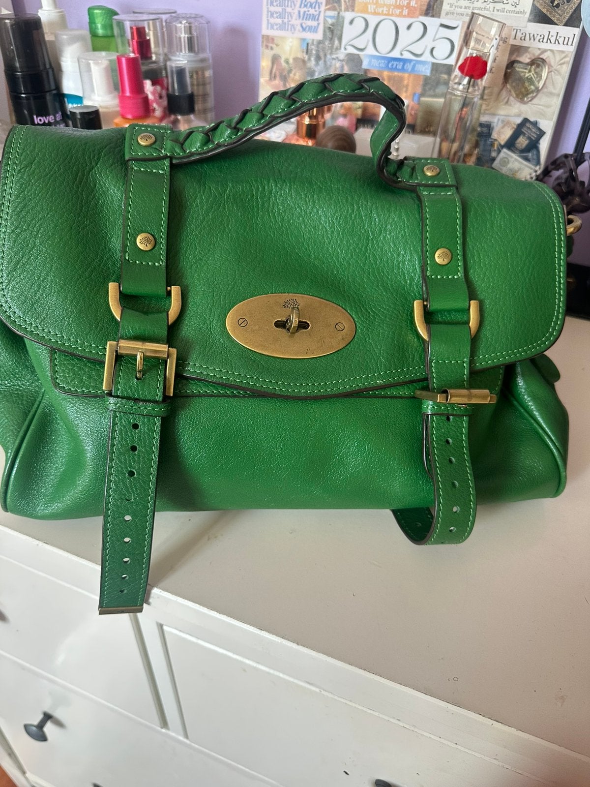 Mulberry tas, Verzenden, Zo goed als nieuw, Groen, Handtas