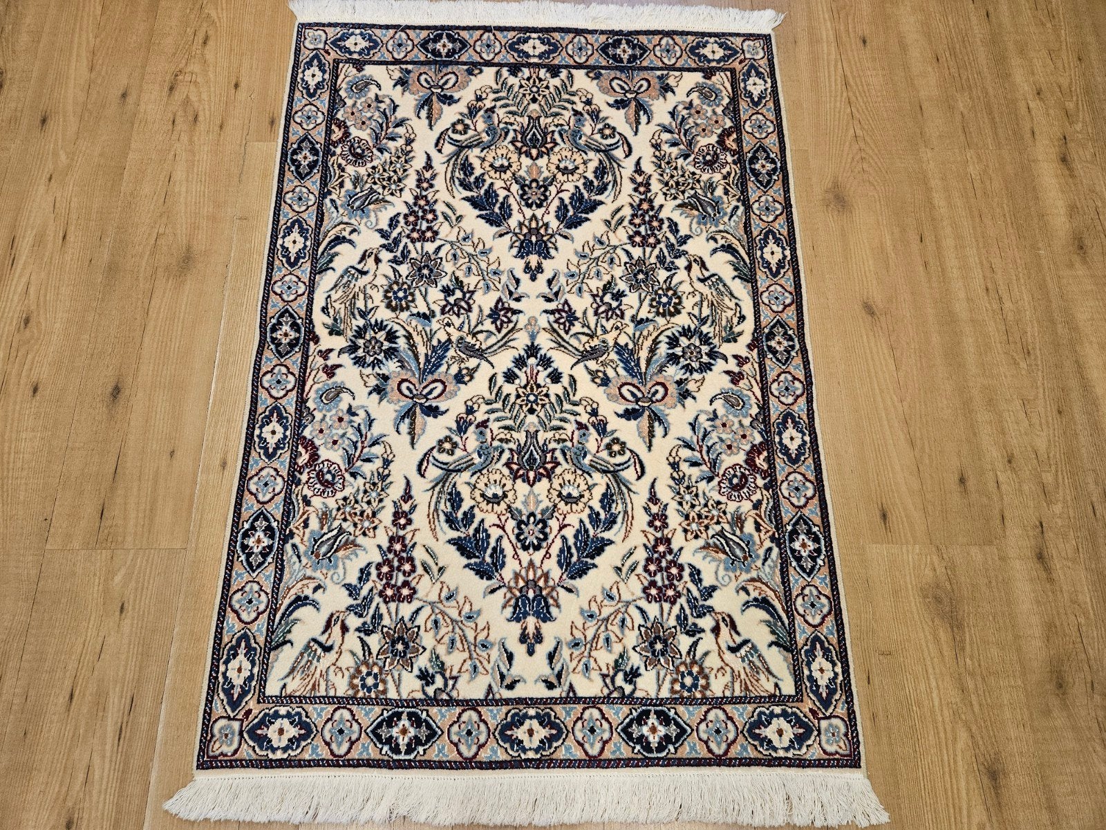 Vintage handgeknoopt perzisch tapijt nain 9la 135x88, Info@SlatsAntiek.nl, Tweedehands, 100 tot 150 cm, Perzisch