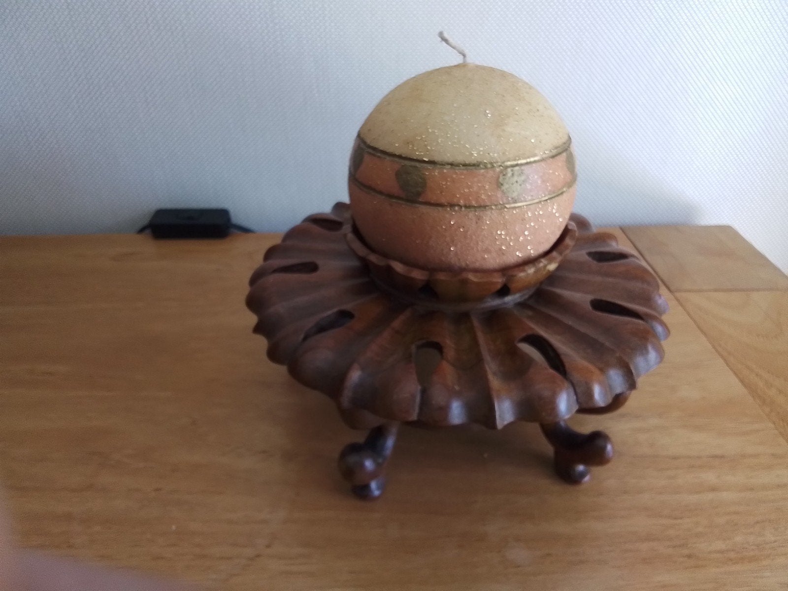 Aparte houten kaarsenstandaard, Antiek en Kunst, Curiosa en Brocante, Ophalen of Verzenden