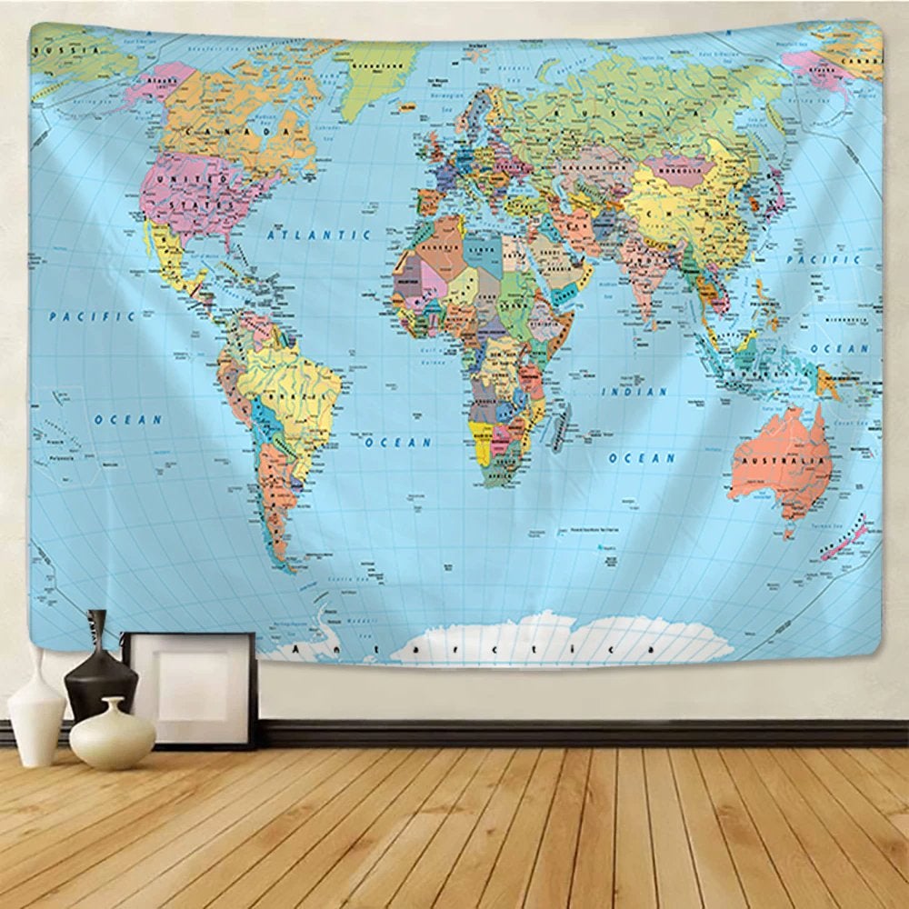 Wereldkaart Wandkleed / Wand Kleed Landkaart Wereld Kaart, Verzenden, Nieuw, Wandkleed