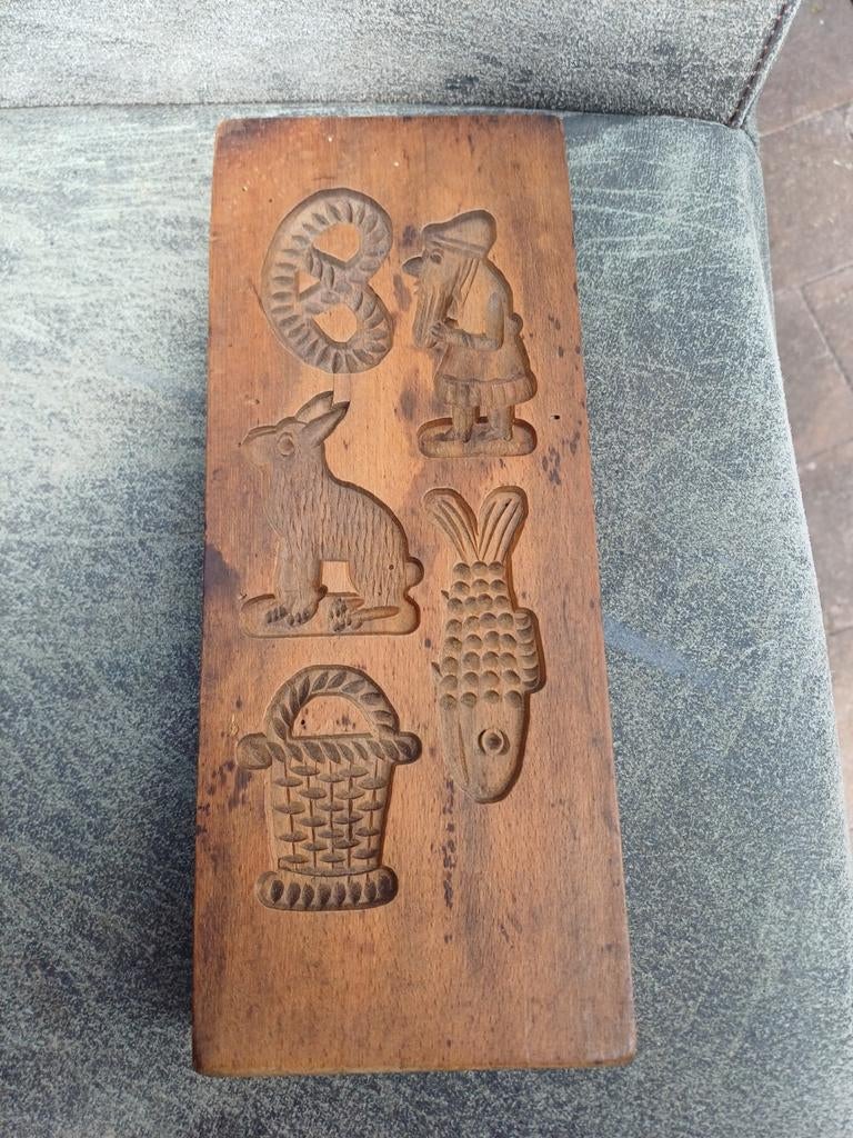 Antieke Houten Speculaasplank met Diverse Figuren, Ophalen of Verzenden