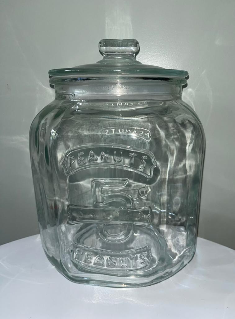 Vintage Glazen voorraadpot Snoeppot Peanuts Design, Ophalen of Verzenden, Zo goed als nieuw, Glas, Vintage