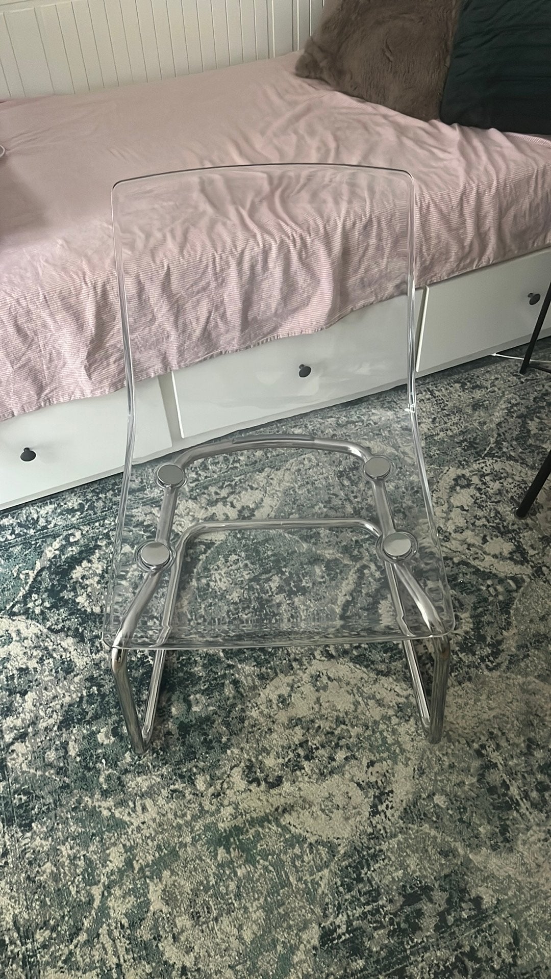 IKEA Tobias eetkamerstoel transparant, Huis en Inrichting, Stoelen, Ophalen, Kunststof, Overige kleuren, Zo goed als nieuw