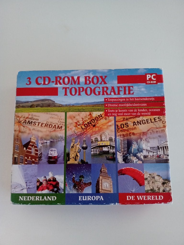 CD-ROM BOX Topografie (Nederland, Europa en de Wereld), Puzzel en Educatief, Gebruikt, 1 speler, Ophalen of Verzenden