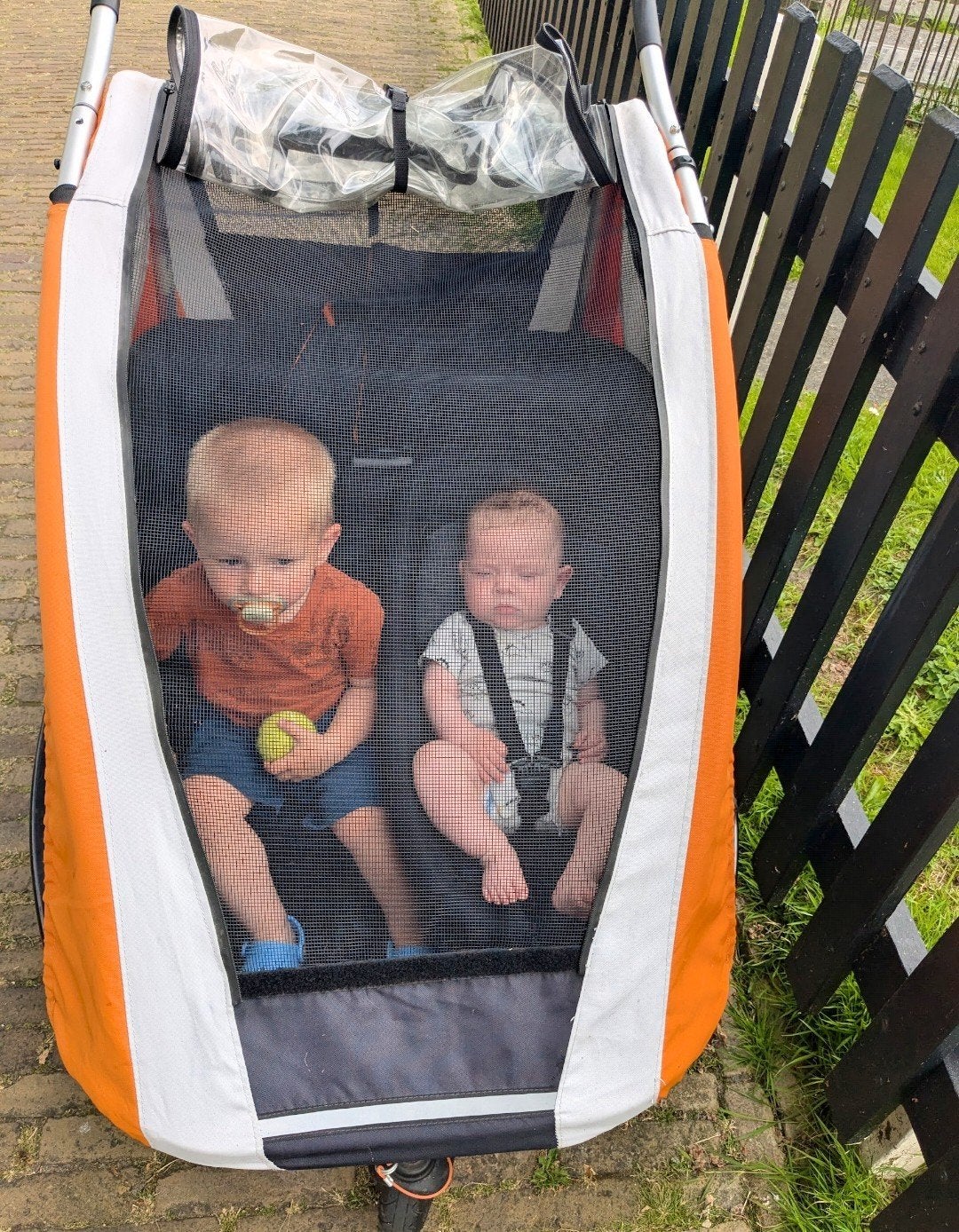 Kid Car Fietskar met 2 Babyschalen, Fietsen en Brommers, Ophalen, Gebruikt, Kinderkar, Kid Car