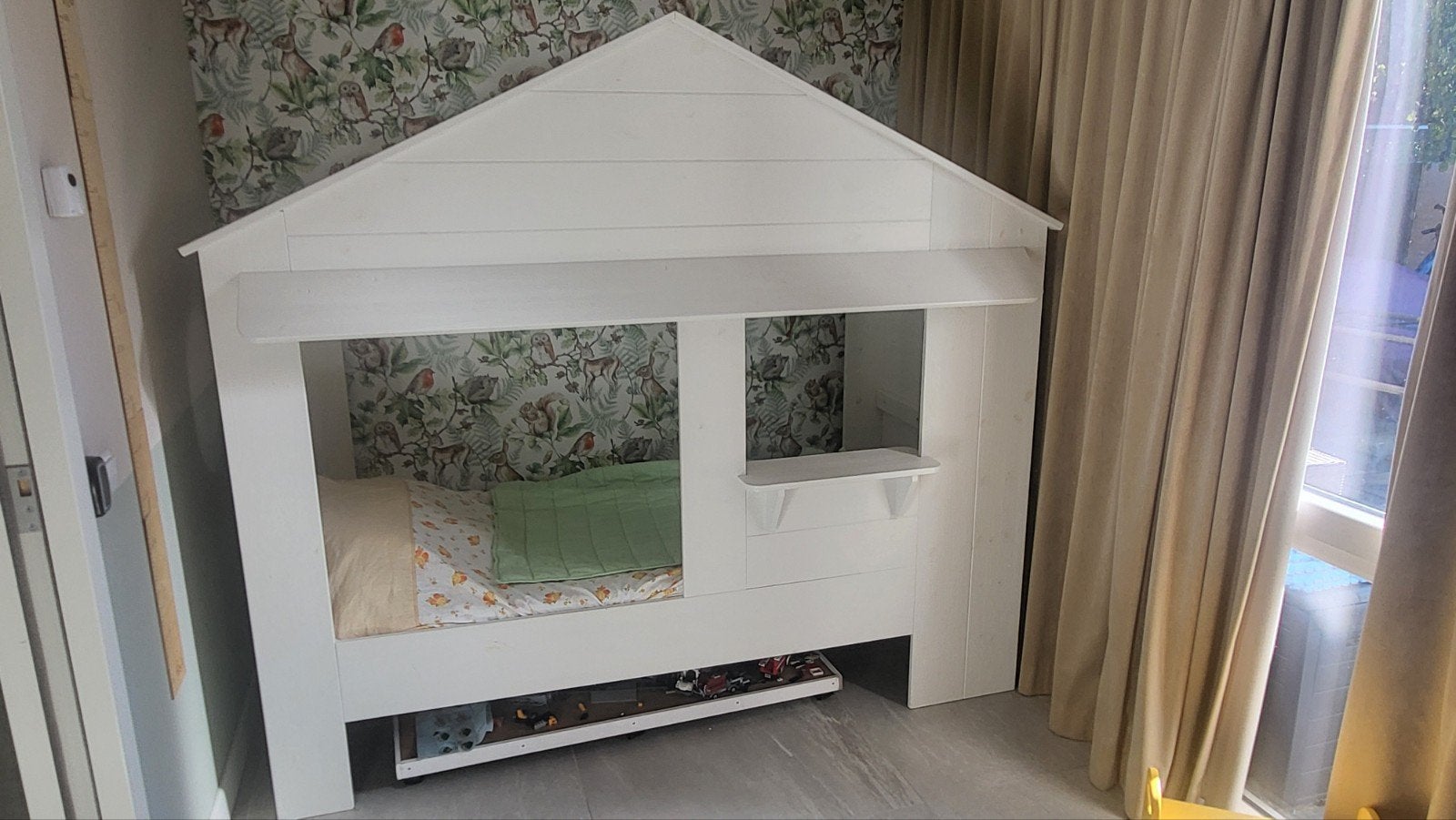 Woood Huisje Bed - Wit Houten Kinderbed, Ophalen, Gebruikt, 90 cm, Eenpersoons