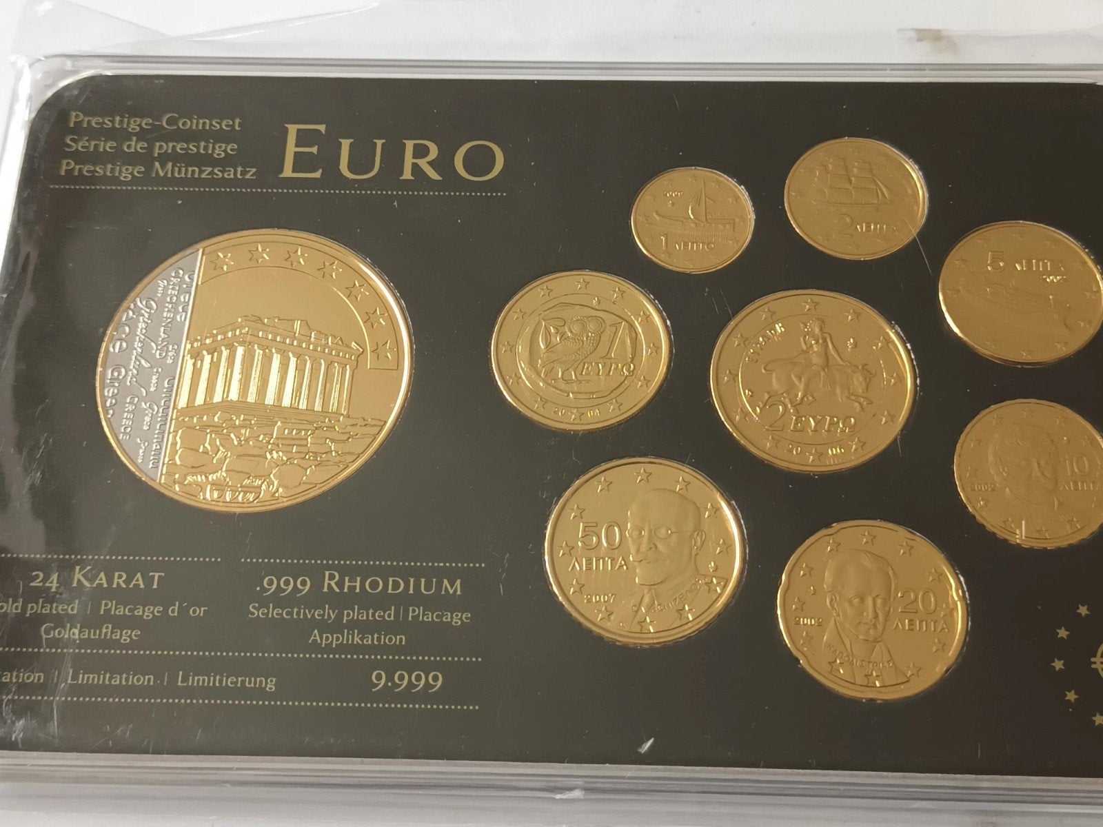 Prestige-Coinset Griekse Euromunten - 24 Karaat Verguld, Setje, Griekenland, Goud, Overige waardes