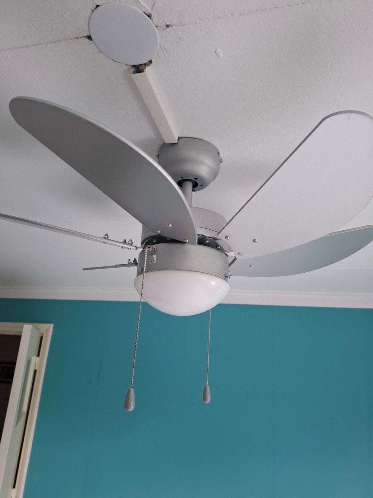 ventilator met licht zilvergrijs, Ophalen, Plafondventilator