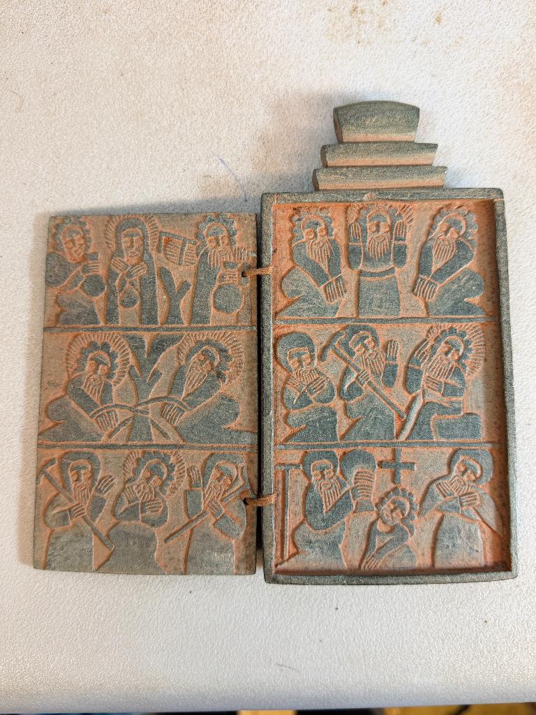 260452 Antieke stenen icoon uit Ethiopie., Antiek en Kunst, Antiek | Religie, Ophalen of Verzenden