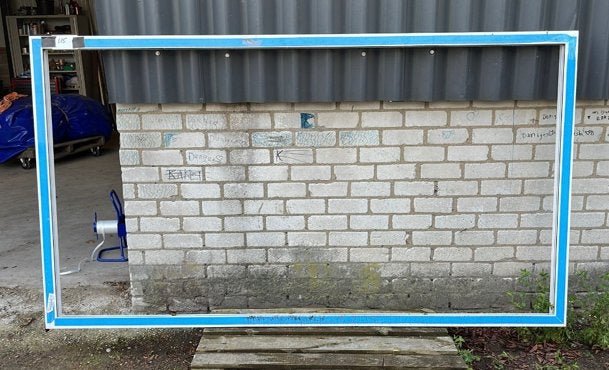 (115) Nieuw aluminium vast raamkozijn zonder glas, Ophalen, Raamkozijn, 150 tot 225 cm, 150 tot 225 cm