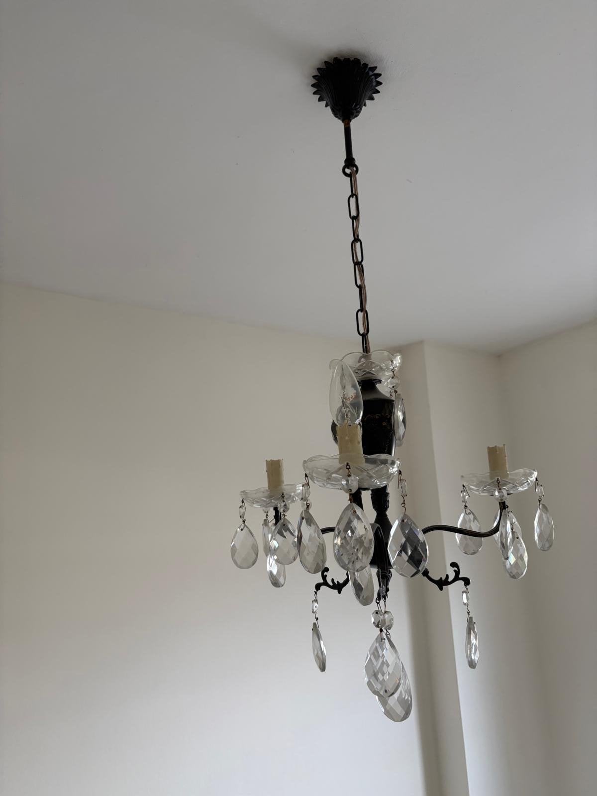 Elegante kroonluchter met kristallen hangers, Antiek en Kunst, Ophalen