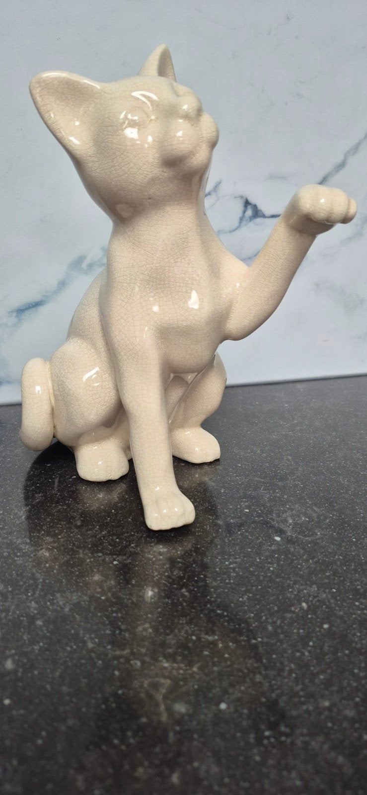 ART DECO Kattenbeeldje Louviere Craquelé - 24 cm hoog, Ophalen of Verzenden