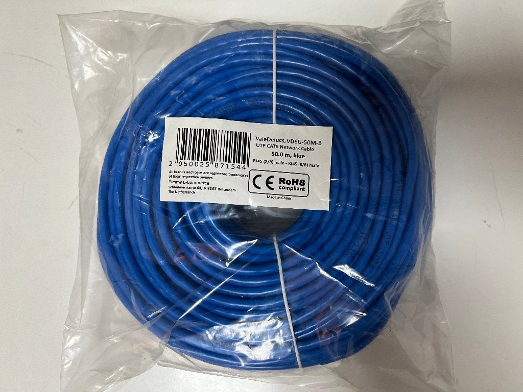 Internetkabel CAT6 50 meter blauw UTP Netwerkkabel (NIEUW), S, Nieuw, Ophalen of Verzenden, S