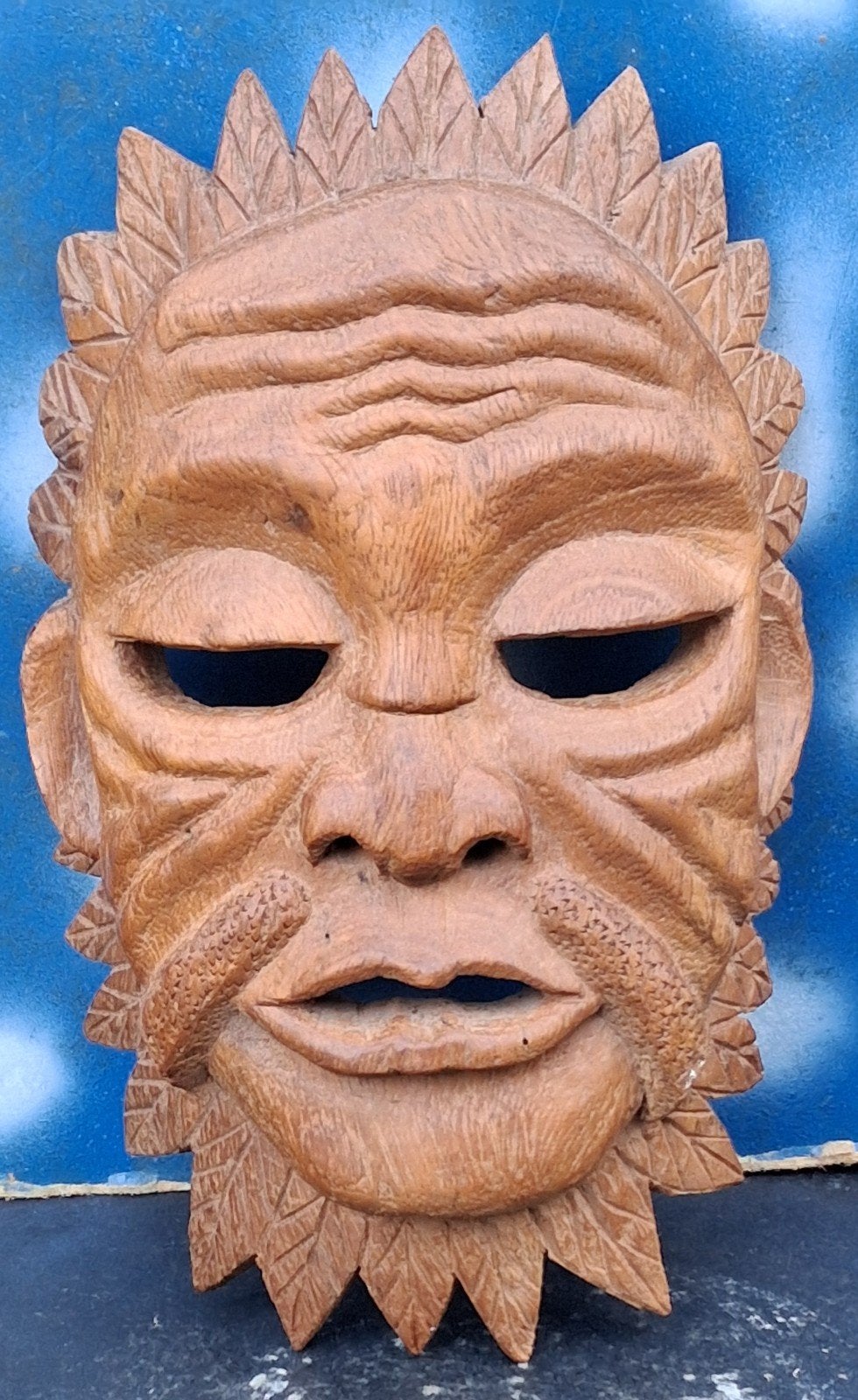 Balinees masker/doden masker? Hardhout.  20/23 cm., Antiek en Kunst, Kunst | Niet-Westerse kunst, Wanddecoratie, Bruin, Handgemaakt