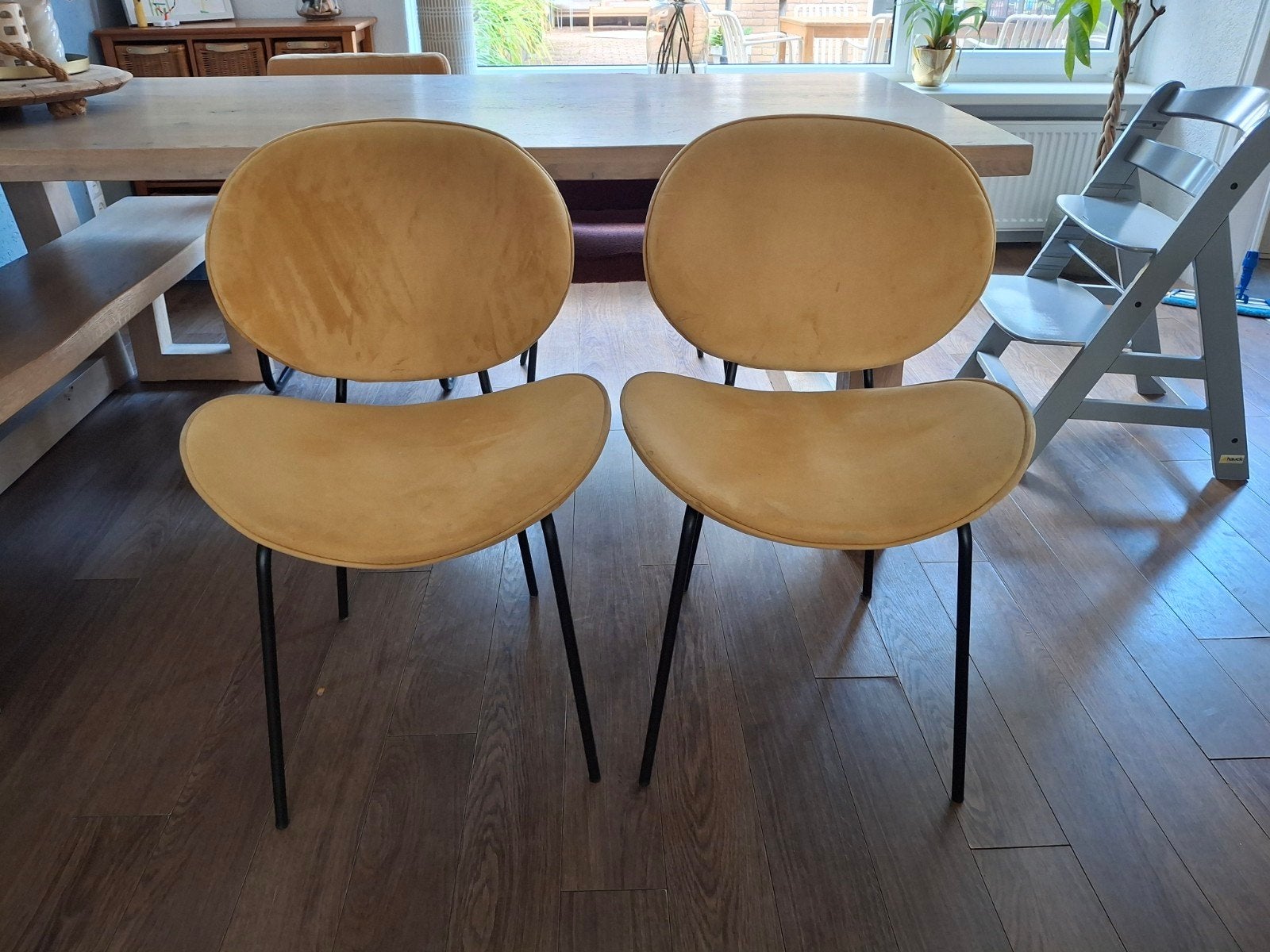 Twee gebruikte gele eetkamerstoelen, Ophalen, Gebruikt, Twee, Overige kleuren