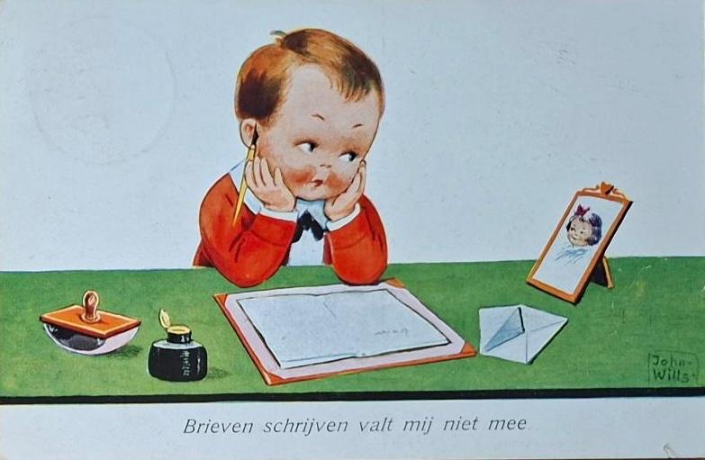Brief schrijven- Inktpot- Kroontjespen- 1930-John Wills, Verzenden, 1920 tot 1940, Gelopen, Kinderen