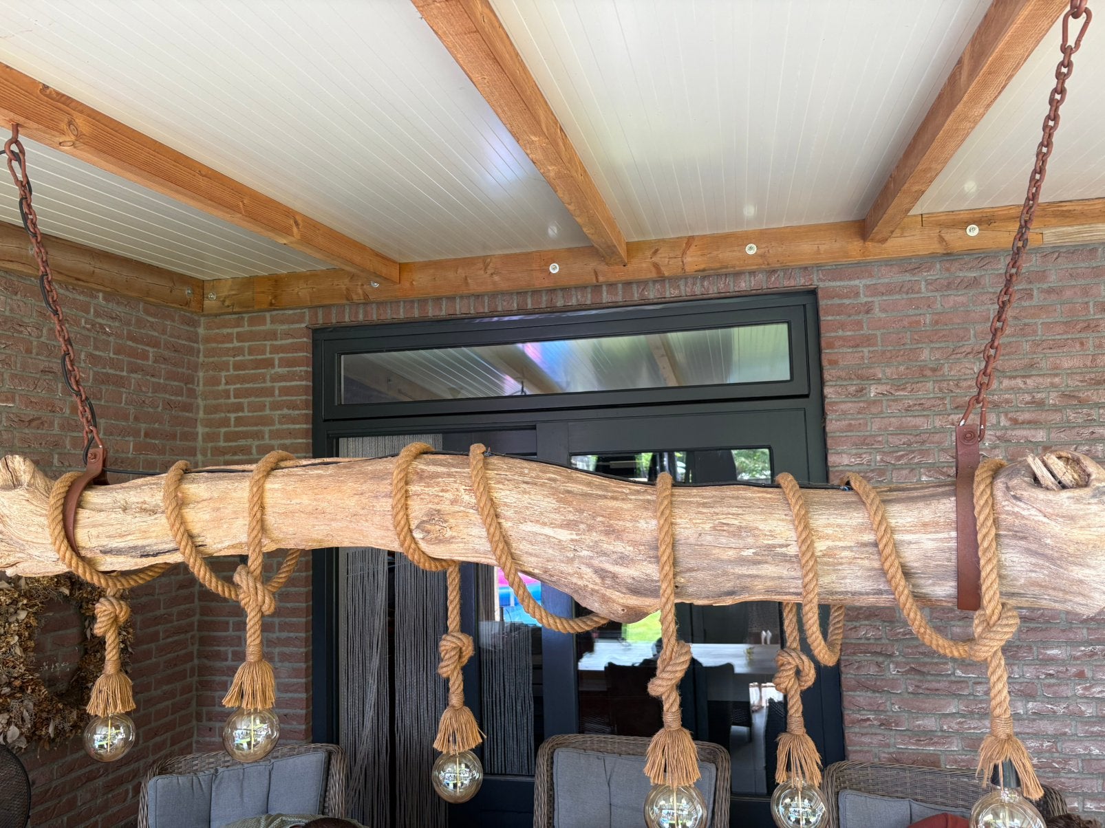 Boomstam lamp, Ophalen, Zo goed als nieuw, Veranda