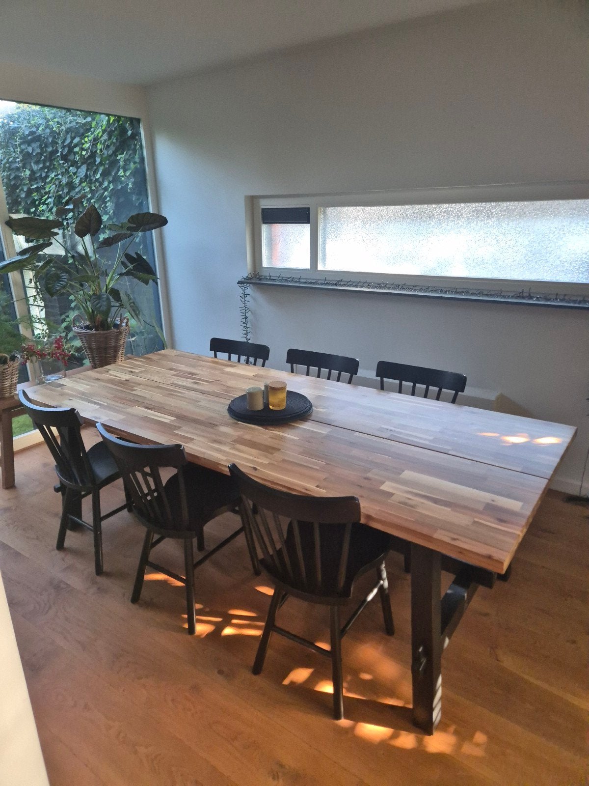 Ikea SKOGSTA / NORRARYD eettafel met 6 stoelen, Ophalen, Zo goed als nieuw, Landelijk, Modern, Scandinavisch, 4 tot 6 stoelen