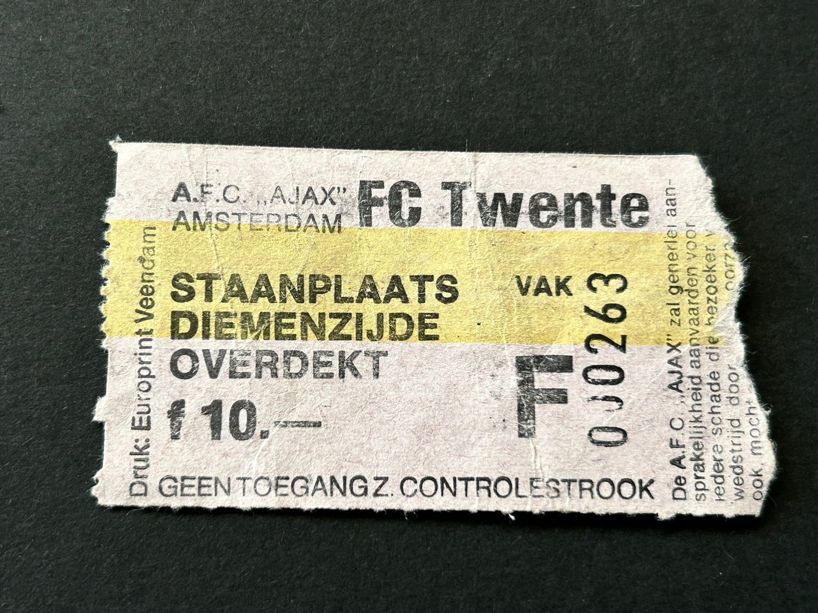 kaartje 1986 AJAX-FC TWENTE (Johan Cruyff/Marco van Basten ), Verzenden, Gebruikt, Ajax