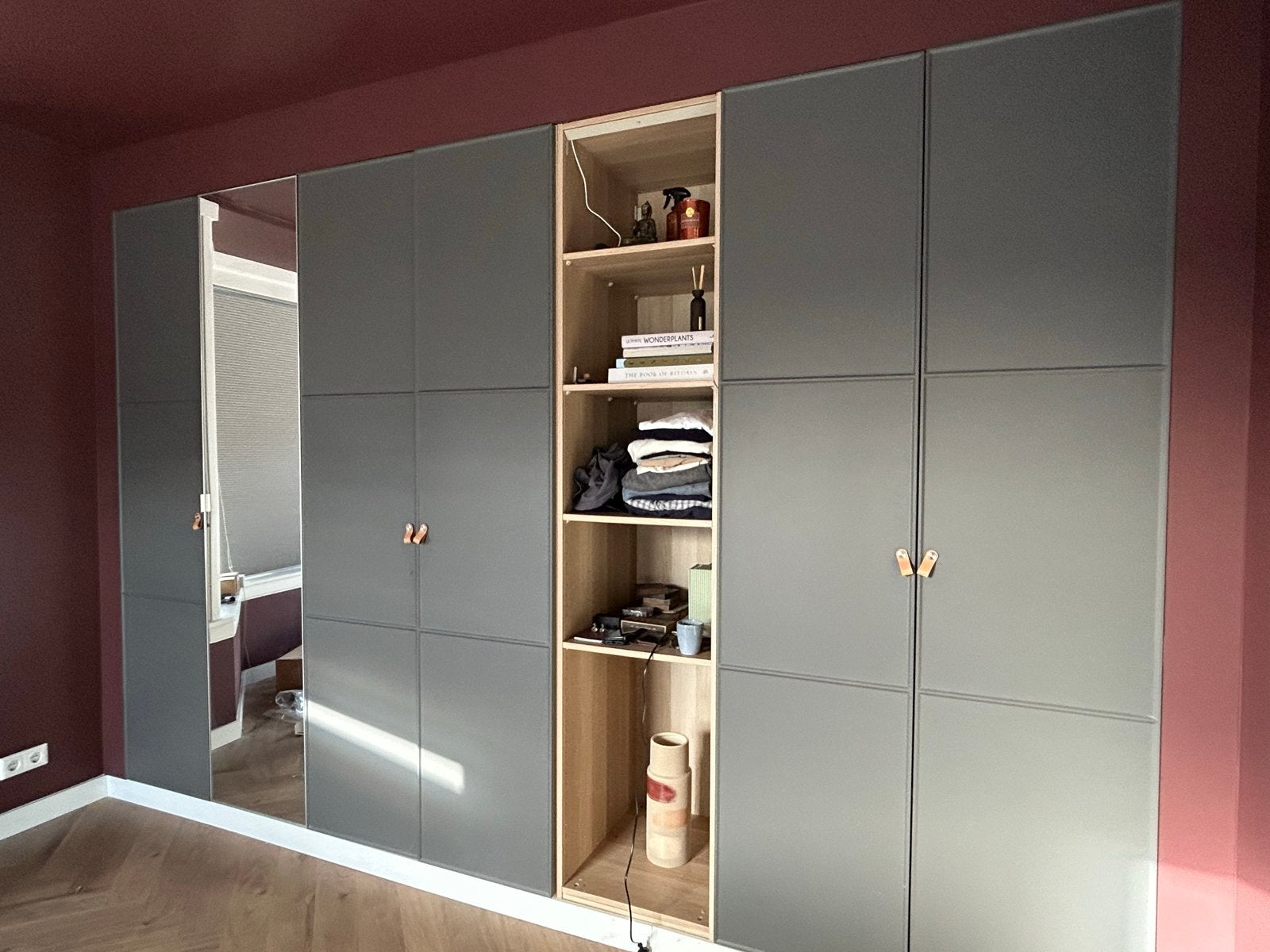 6 IKEA Pax deuren (1 spiegel, 5 grijs) - 236 cm hoog, Ophalen, Gebruikt, 200 cm of meer, Glas