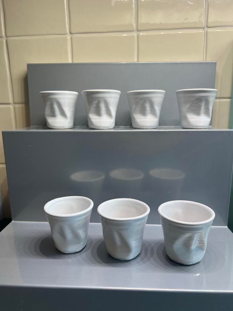 7 Witte Porseleinen Deukbekers voor Espresso - Vaatwasser/Ov, Ophalen of Verzenden, Zo goed als nieuw, Effen, Kop(pen) en/of Schotel(s)