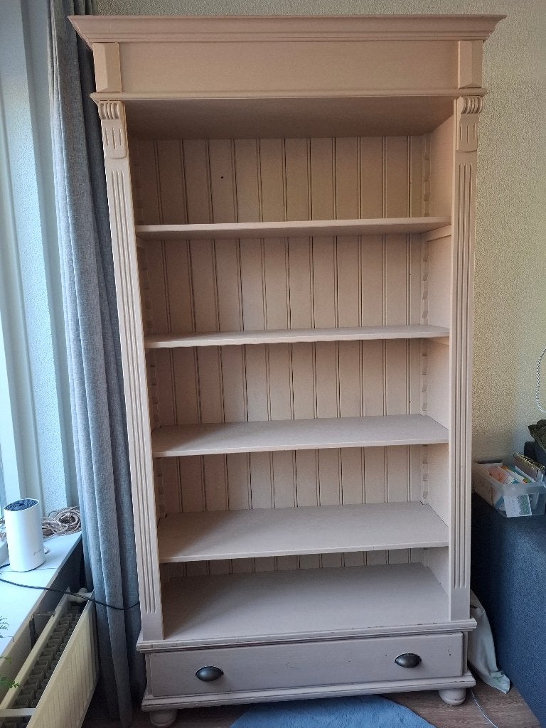 Vintage boekenkast met lade, Ophalen, Met plank(en), Gebruikt, 100 tot 150 cm