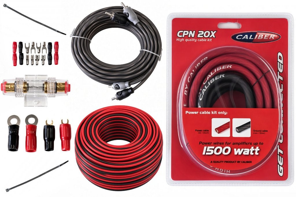 20mm2 Flexibele Caliber Kabelset + 11 meter Speakerkabel, Auto diversen, ., Nieuw, Ophalen of Verzenden, .