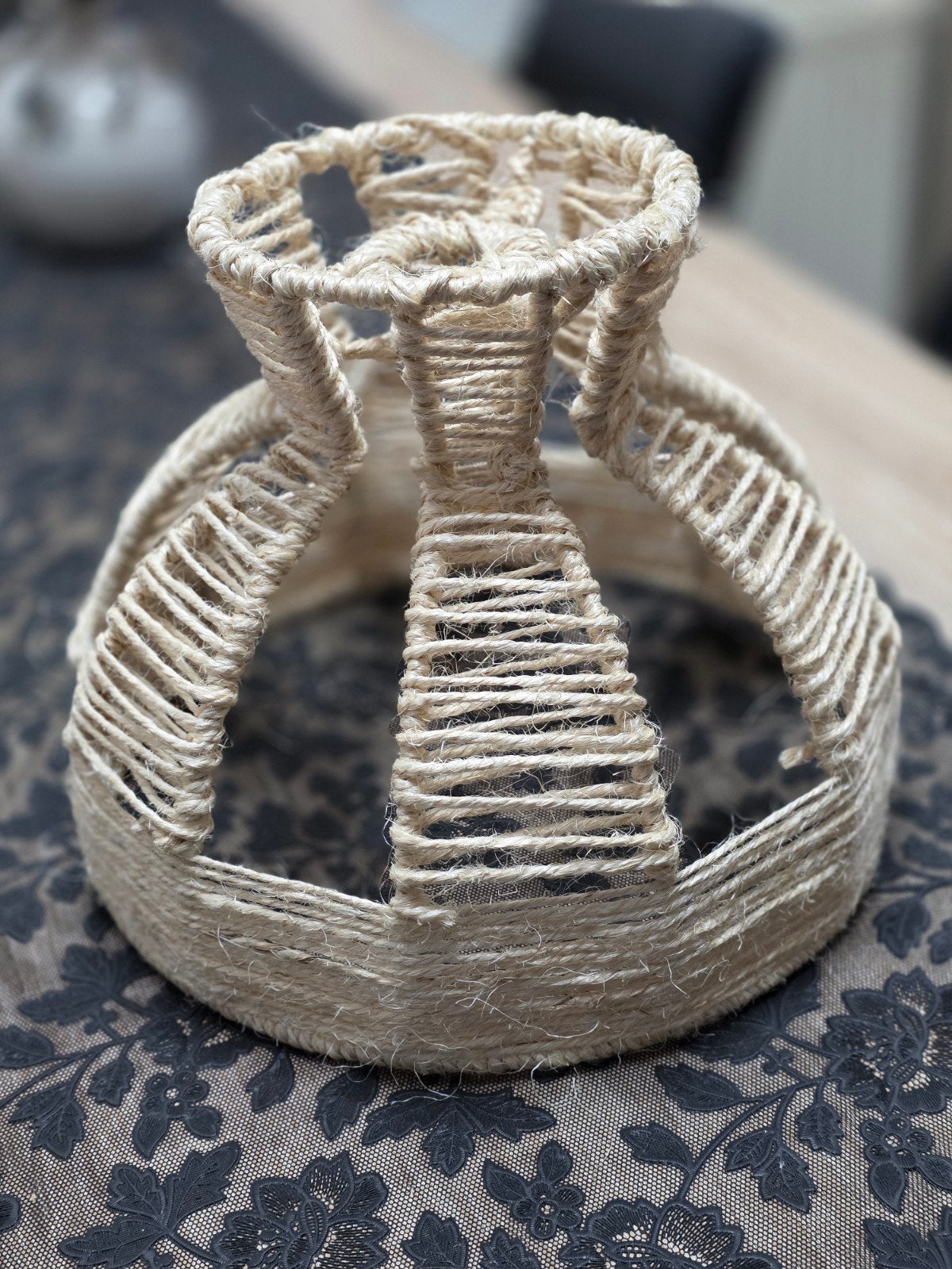 Decoratieve Jute Mand/Waxinelichthouder - Handgemaakt, Beige, Ophalen of Verzenden, Natuurlijk materiaal, Landelijk