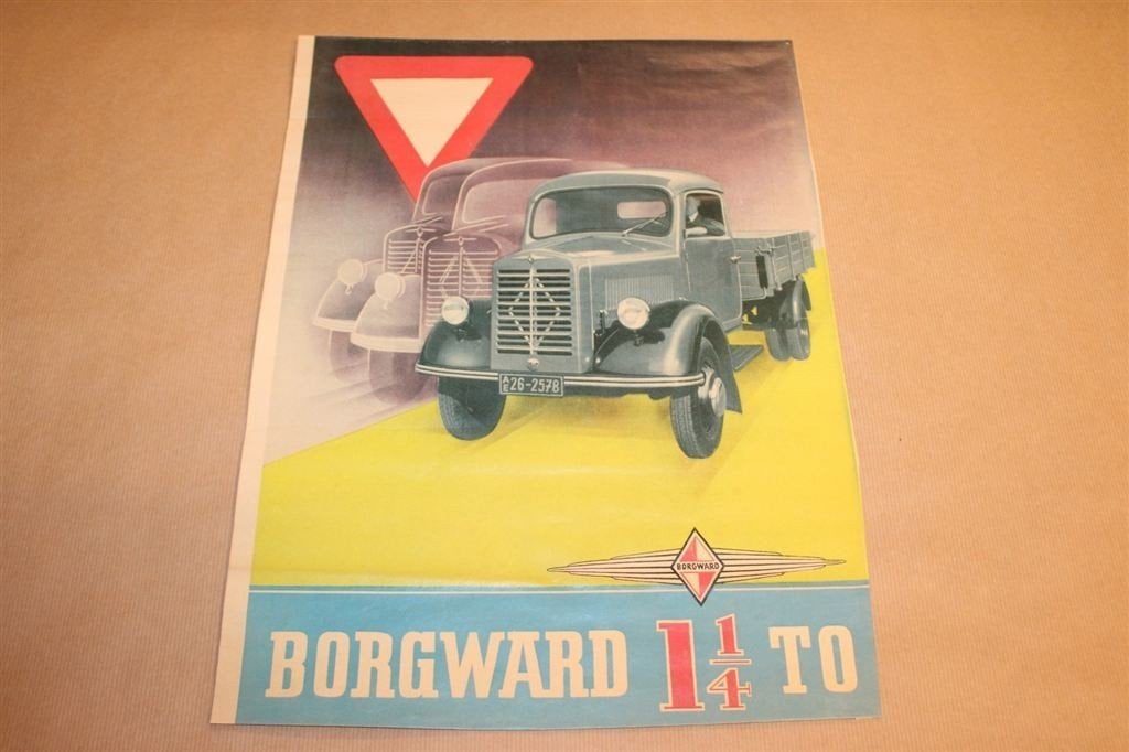 Zeldzaam affiche - Borgward 1 1/4 to vrachtwagen 1950 !!, Ophalen of Verzenden, Zo goed als nieuw, Overige merken
