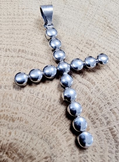 Echt zilveren kruisje groot model bolletjes, Ophalen of Verzenden, Zo goed als nieuw, Nvt, Zilver
