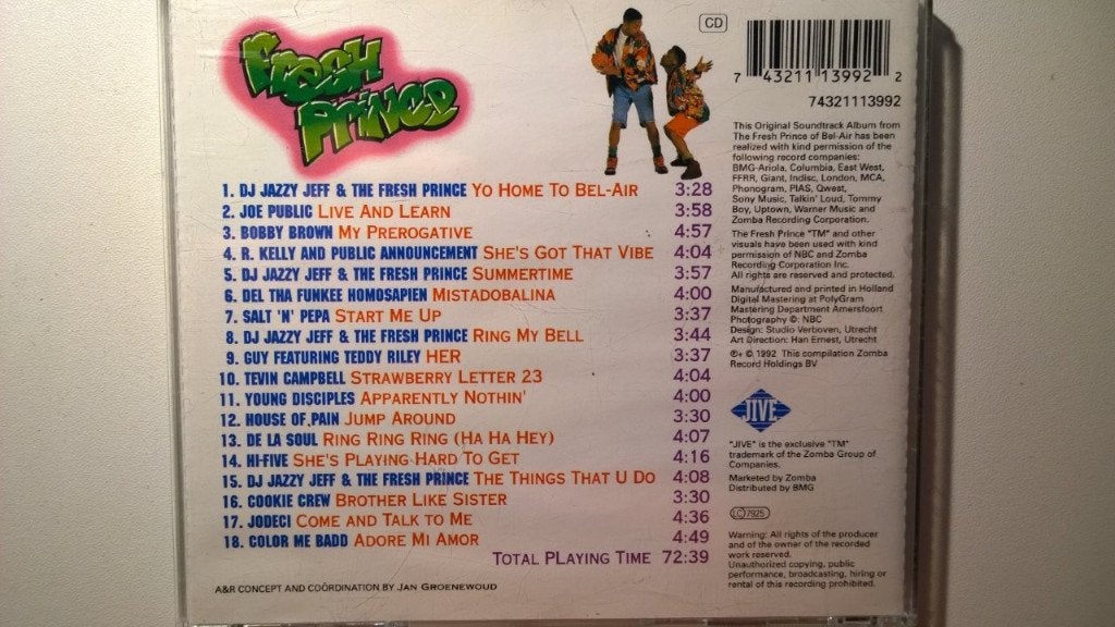 The Fresh Prince Of Bel-Air The Original Soundtrack, Pop, Ophalen of Verzenden, Zo goed als nieuw, Album