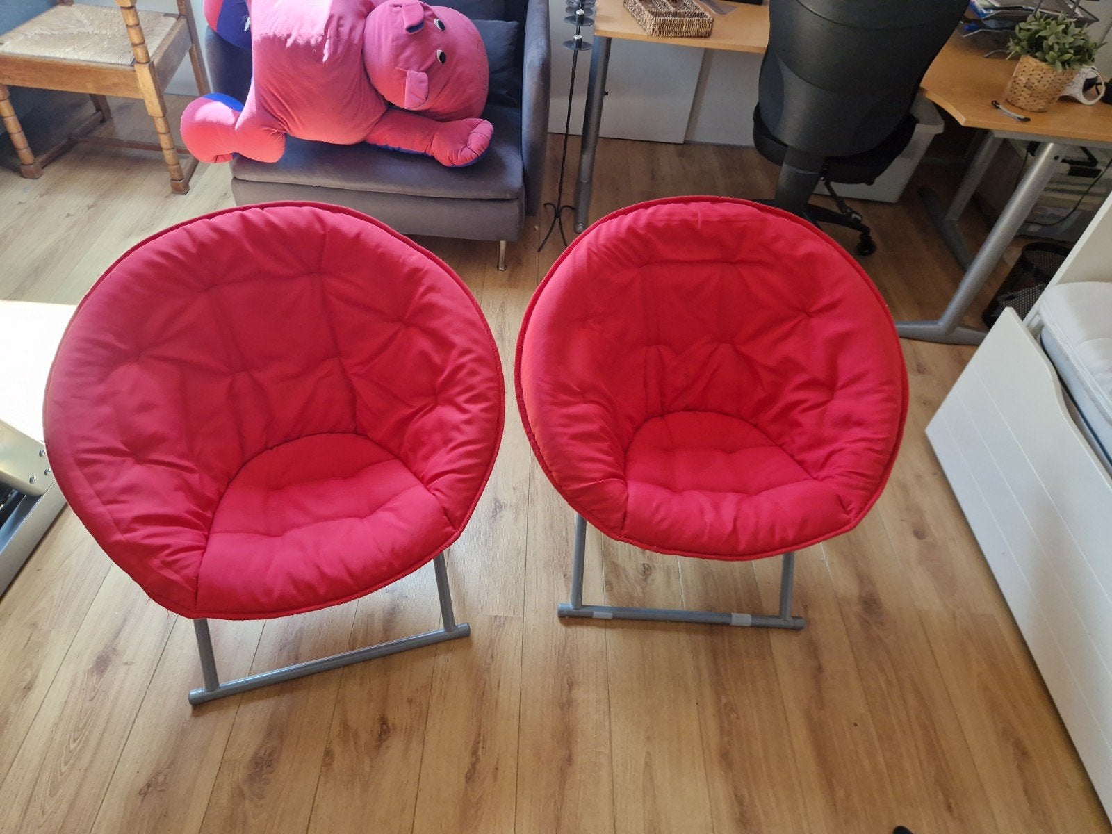 2x Roze opvouwbare stoelen - Moon Chairs Ikea, Ophalen, Gebruikt, Twee, Stof