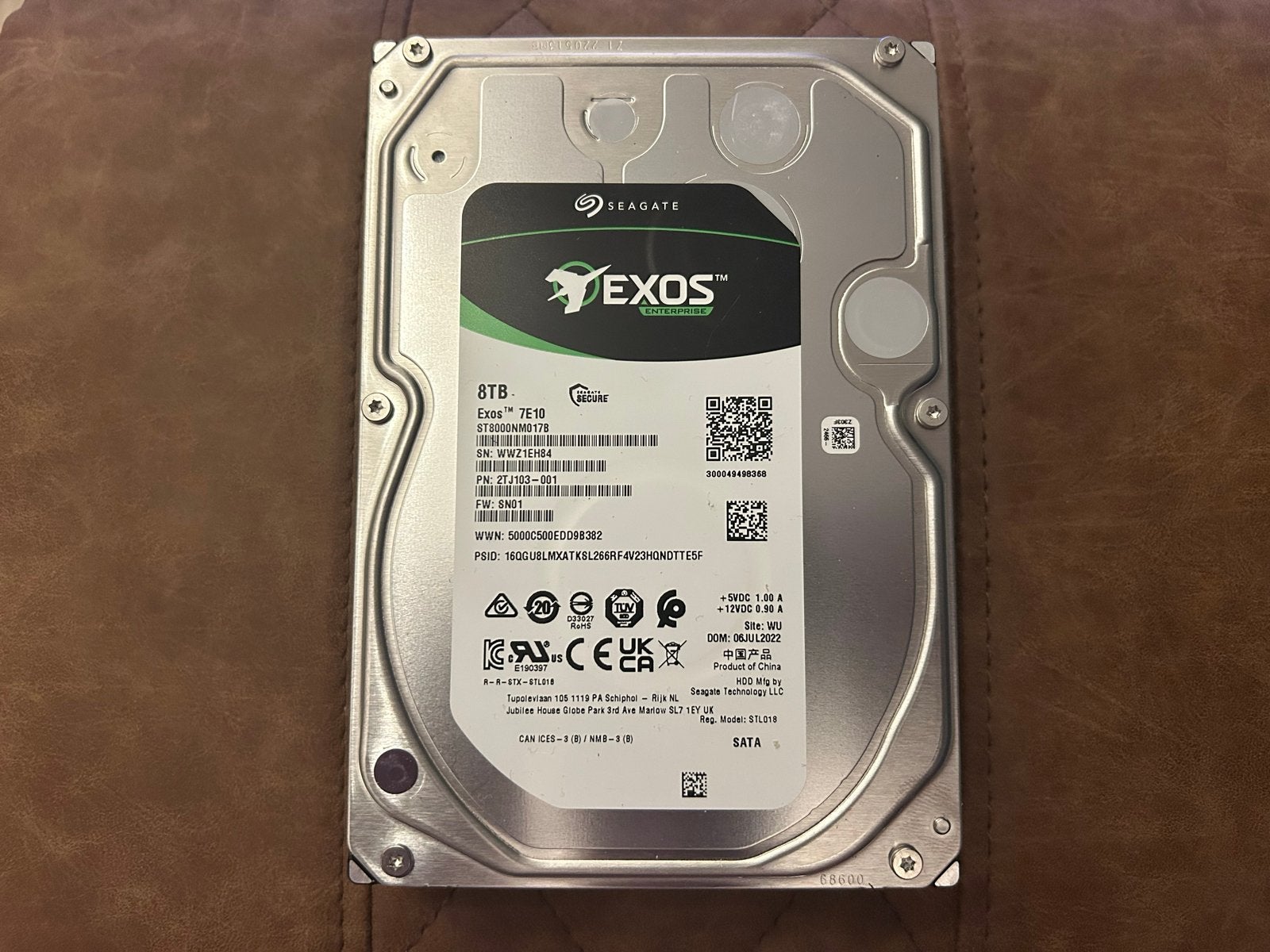 Seagate Exos 7E10 8TB HDD ST8000NM017B, Computers en Software, Harde schijven, Ophalen, Intern, Zo goed als nieuw, Desktop