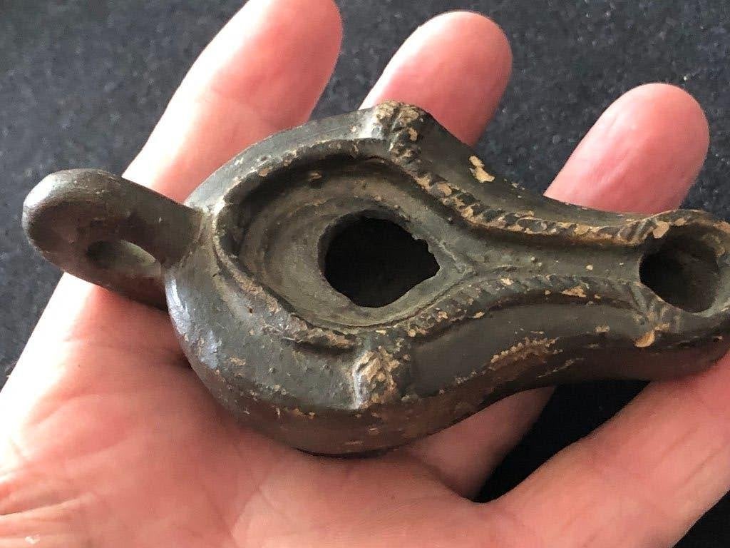 Romeinse OLIELAMP uit XANTEN zwarte kleur (!) Bodemvondst, Ophalen of Verzenden